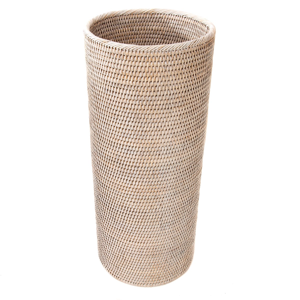 Artifacts Trading Company Rattan Round Umbrella Basket White Wash